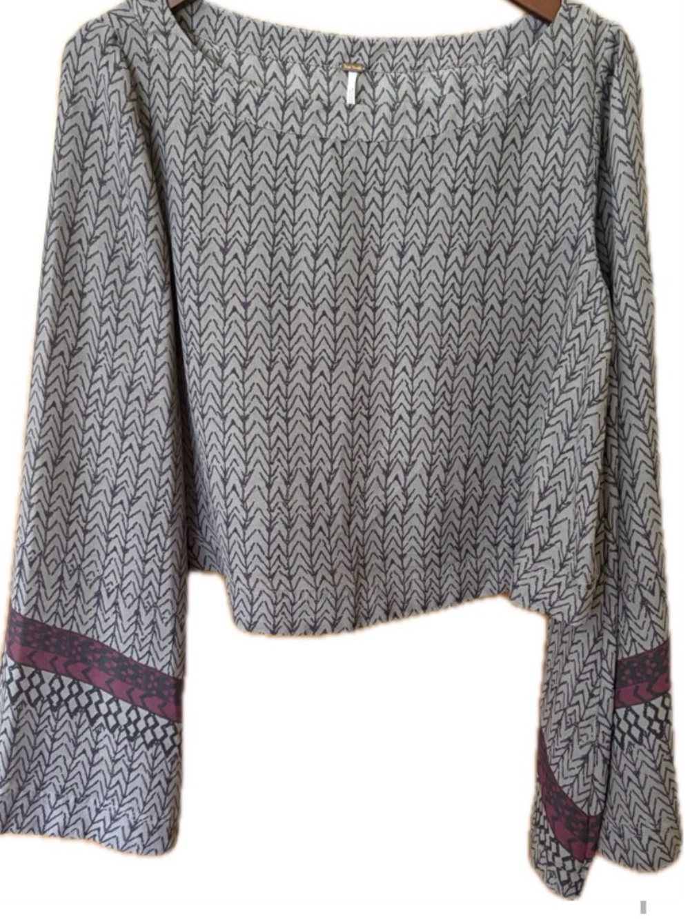 NWT Free People Aligned Crop Bell Sleeve Top Med., Retail: $88